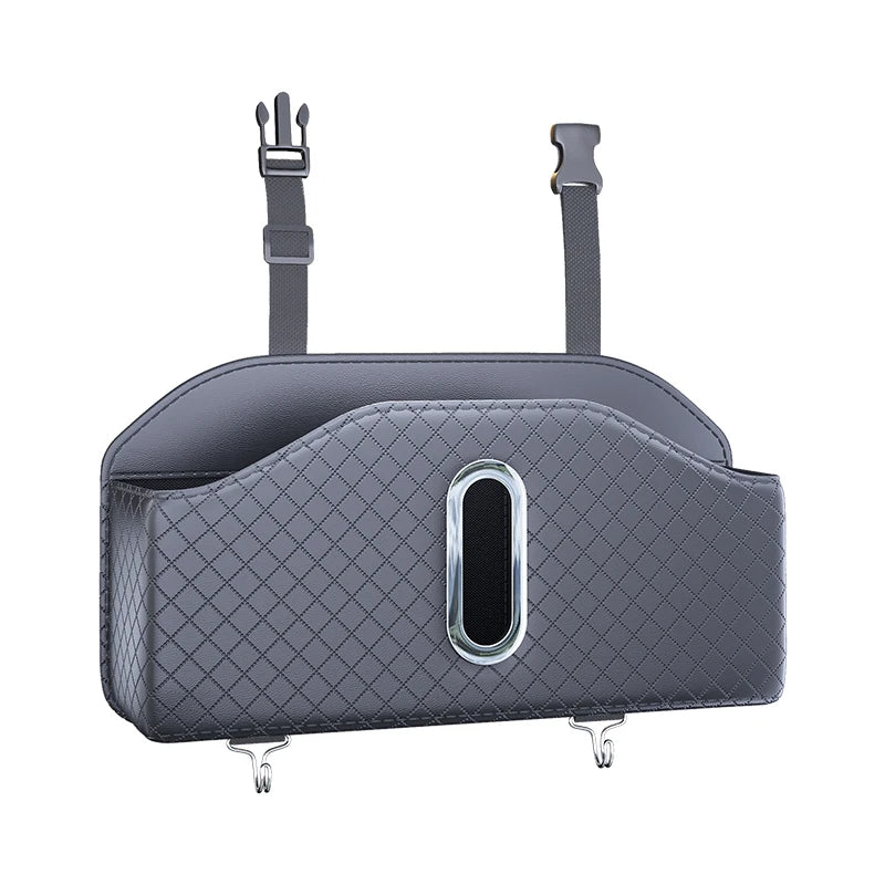 PU Leather Car Seat Back Organizer with Tissue Holder