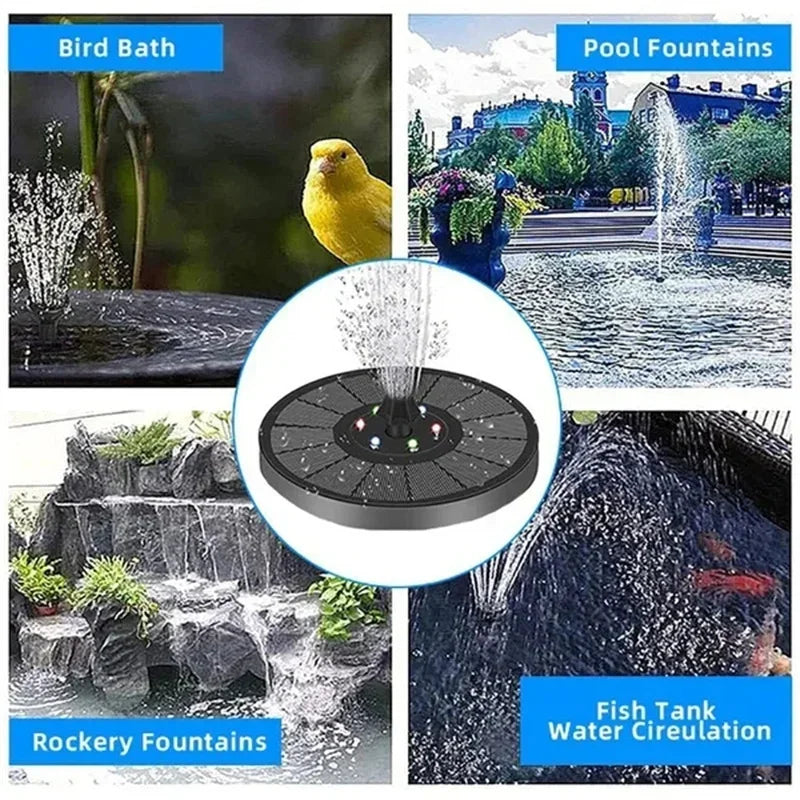 Solar Fountain Pump Energy-saving Plants Watering Kit Colorful Solar Fountain Solar Panel Bird Bath Fountain Outdoor Garden Pool Oasis Select