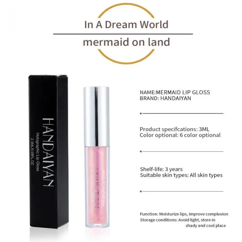 Handaiyan Glitter Lip Gloss – Waterproof Shimmer 6 Shades