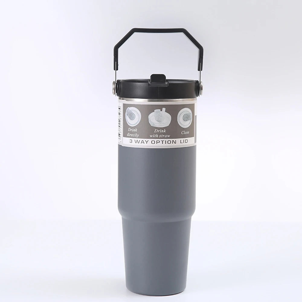 890ml Ultra Large Capacity Insulated Cup 304 Stainless Steel Insulated Cup Cold Insulated Outdoor Portable Ice Cream Cup Oasis Select DARK GRAY 801-900ml