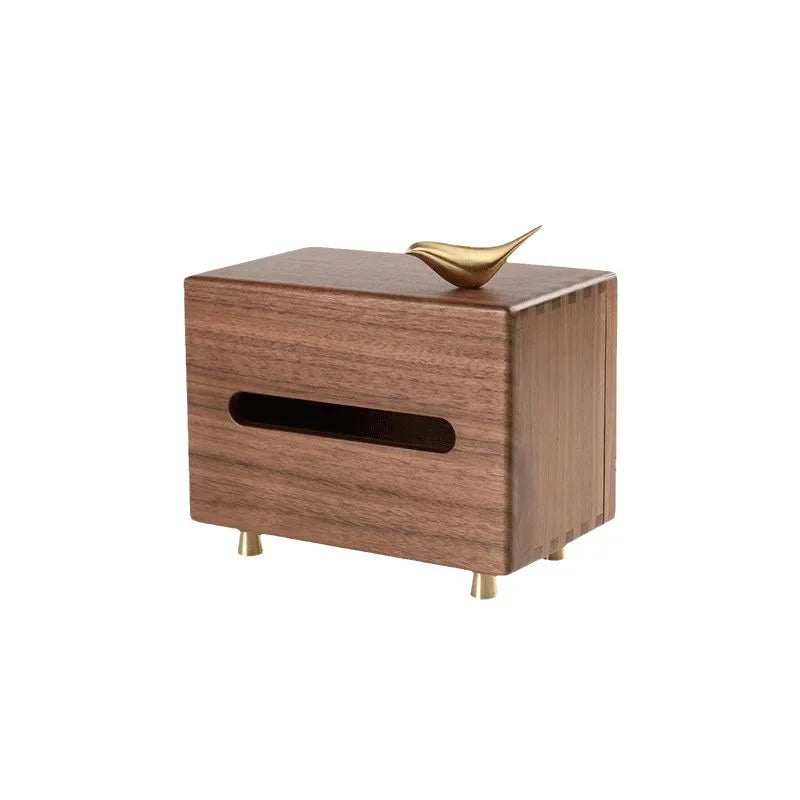 Black Walnut Tissue Box Living Room Tissue Box Copper Bird Desktop Decoration Wooden Tissue Box Oasis Select