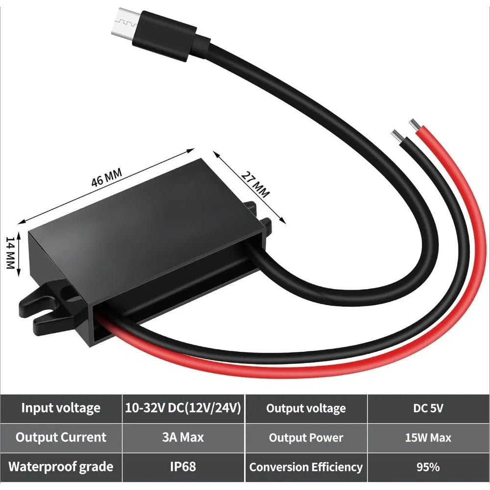 DC/DC 12V/24V Step Down To 5V USB Converter Quick Charge Buck Charging Module Buck Voltage Regulator Car Power Converter Adapter Oasis Select