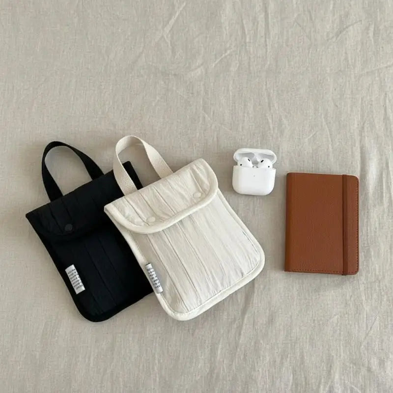Minimalist Quilted Nylon Mini Bag Portable Small Handbag With Handle Snap Button Closure Casual Pouch For Daily Commute Travel Oasis Select