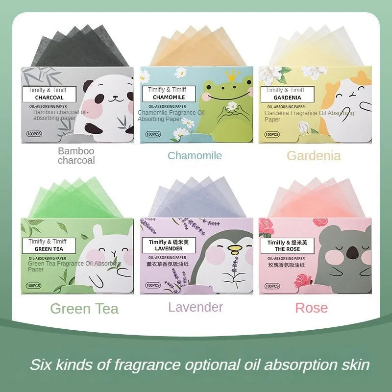 100 Pieces Fragrance Facial Oil-absorbing Paper for T-zone Oil Control Oasis Select