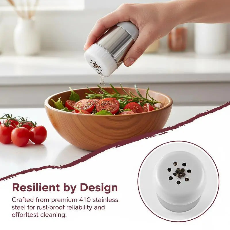 Mini Stainless Steel Salt & Pepper Shaker with Dust Cover
