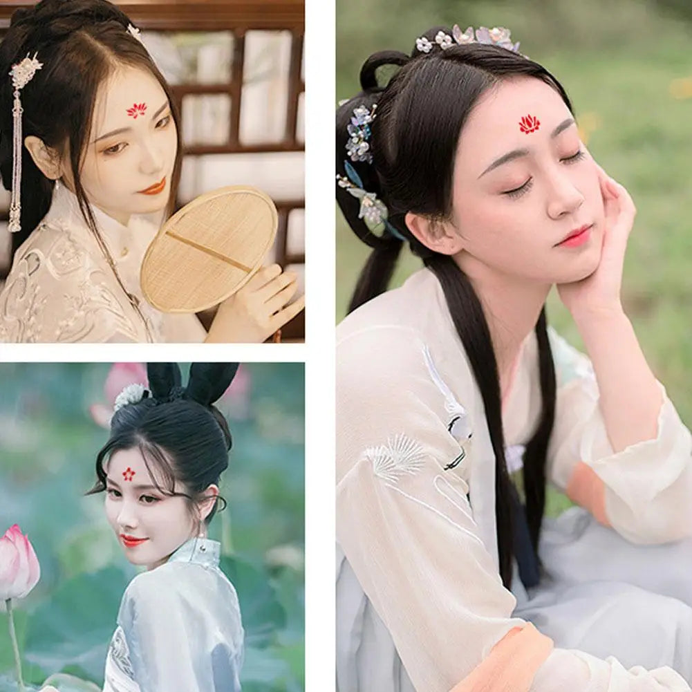 Classic Eyebrow Sexy Cute Retro Tattoo Paste Ancient Style Girl Baby Forehead Paste Hanfu Children's Temporary Tattoo Sticker Oasis Select