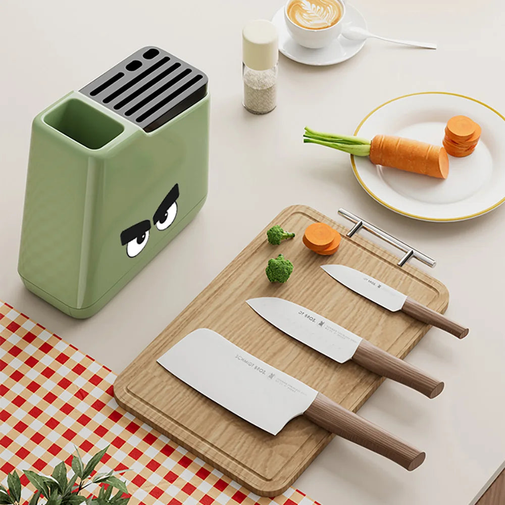1pc Multi-function knife rack kitchen knives tableware drain storage household trapezoidal integrated plastic storage rack Oasis Select