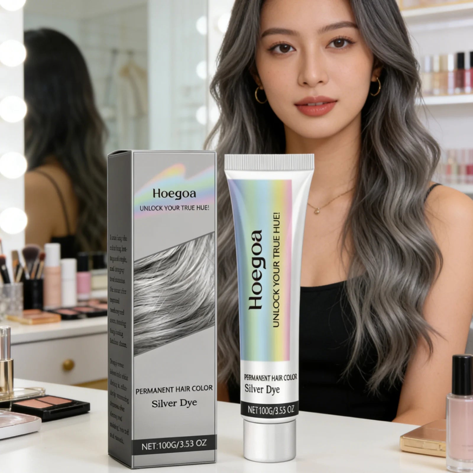 Hoegoa Silver Hair Dye Cream – Nourishing Long-Lasting Color 100g Silver Hair Dye Cream Oasis Select