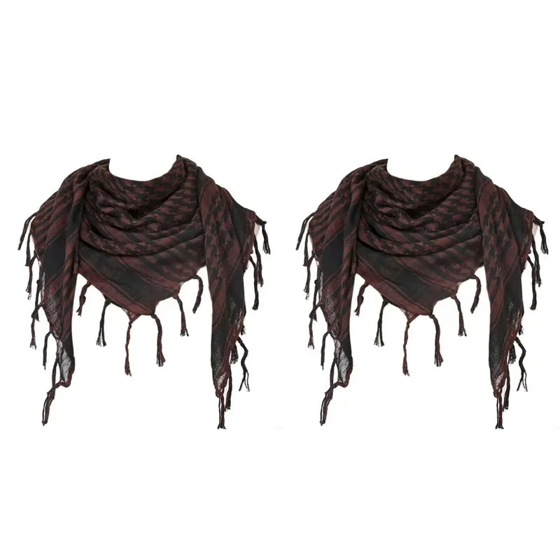 1/2/3Pcs Keffiyeh Tactical Desert Scarf Wrap Shemagh Head Neck Arab Scarf Keffiyeh Scarf Wrap For Men And Women Oasis Select 2pcs-Coffee