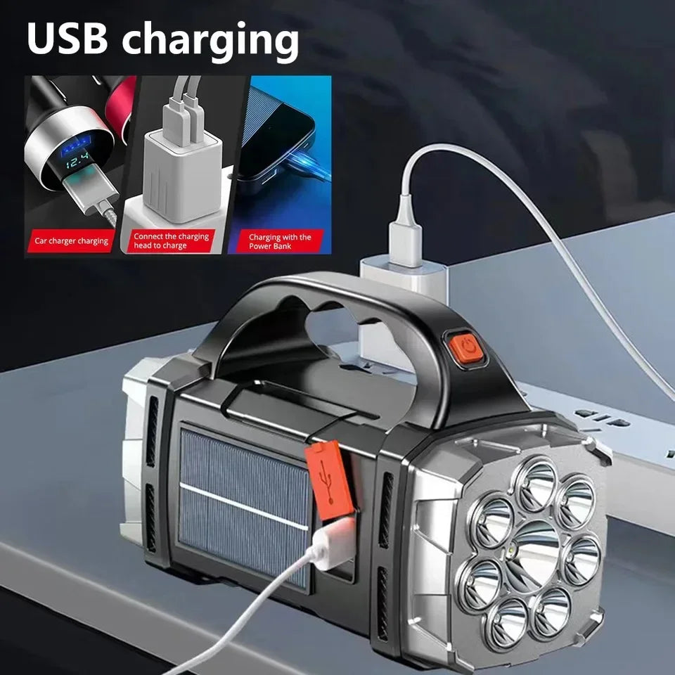 Rechargeable Portable Hand Lamp 8/4 LED Powerful Flashlight Outdoor Camping Solar Charging Light USB Torch With COB Work Lantern Oasis Select