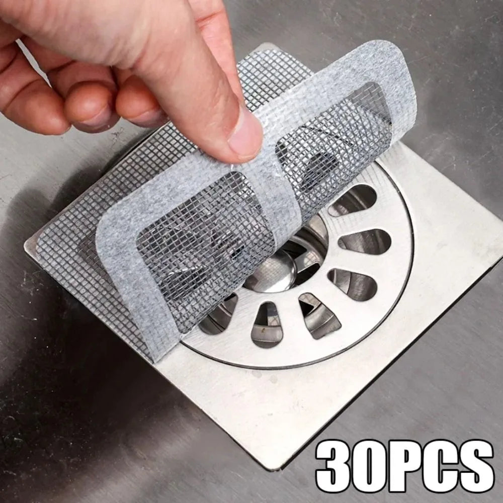 30Pcs Anti-blocking Disposable Floor Drain Sticker Sink Strainers Sticky Filter Mesh Stickers Mesh Disposable Hair Catchers Oasis Select