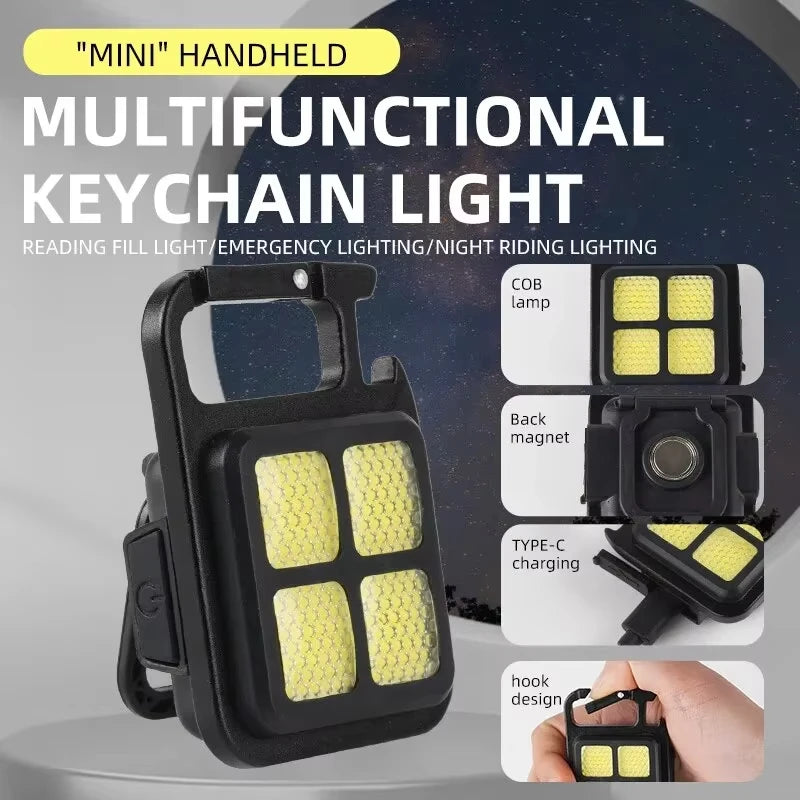 COB Flashlight LED Mini Protable Keychain Lamp High Bright Multifunctional Camping Lamp Outdoor Camping Torch Fishing Work Light Oasis Select