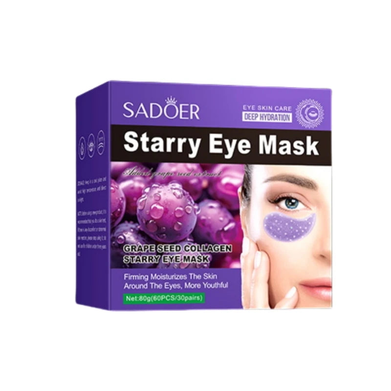 SADOER Grape Seed Collagen Eye Mask – 60 Pcs, Hydrating Collagen Eye Mask Oasis Select Grape Seed