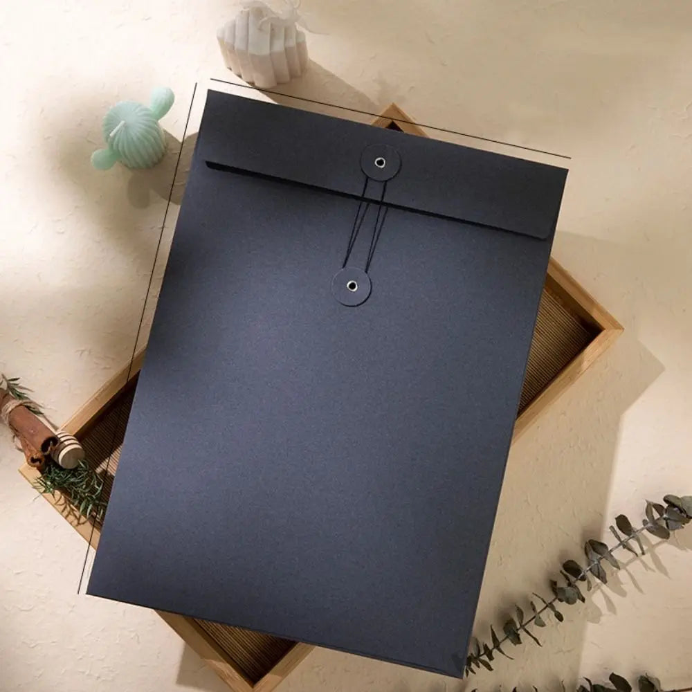 Kraft Paper Envelope with Button String Tie Winding Ticket File Documents Bag Letter Photos Journal Storage Budget Envelopes Oasis Select Grey-A4