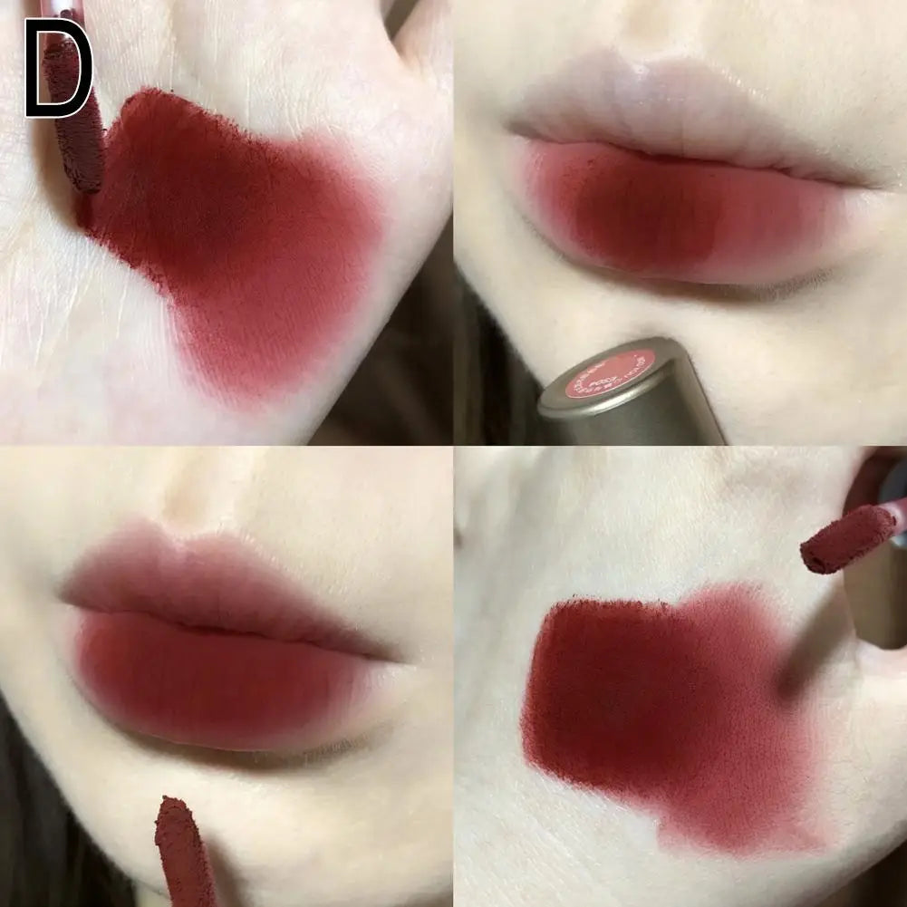 Dark Brown Silver Tube Lip Gloss Matte Velvet Waterproof Liquid Lipstick Nude Coffee Brown Lips Tint Mud Makeup Glaze Cosmetics Oasis Select D