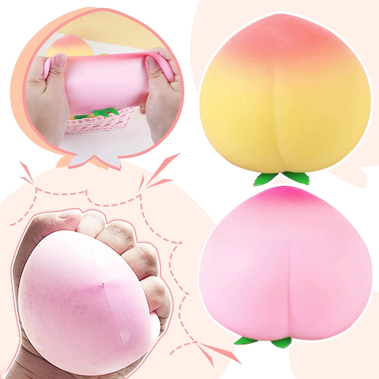 Kawaii Peach Squishy Fidget Toy – Slow Rising Stress Relief Squishy Fidget Toy Oasis Select