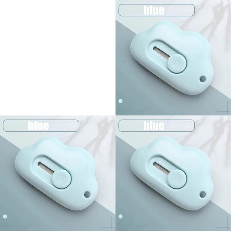 1/4pcs Mini Utility Knife Retractable Letter Opener Box Cutter Portable Carton Opener Paper Cutting Tool School Office Supplies Oasis Select 3pcs blue