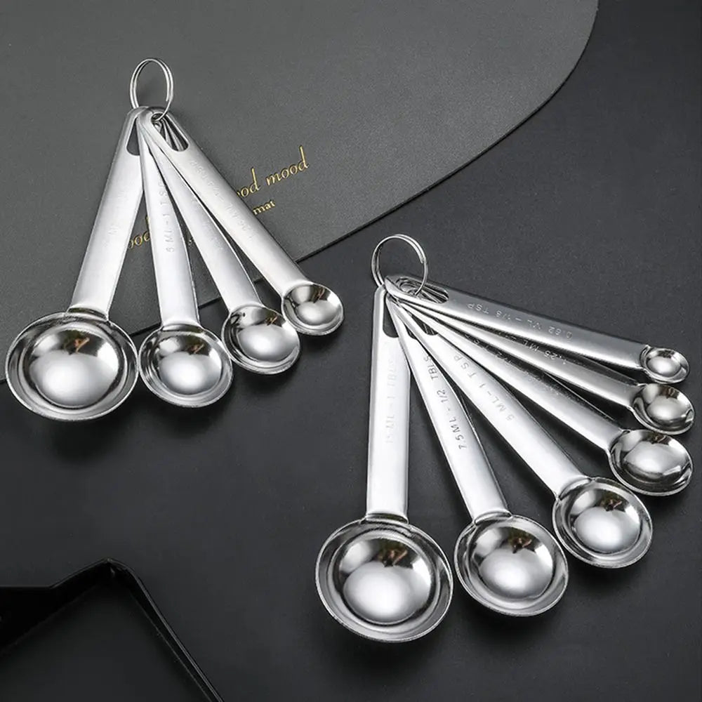 Stainless Steel Measuring Spoon Set – Engraved Scale Baking
