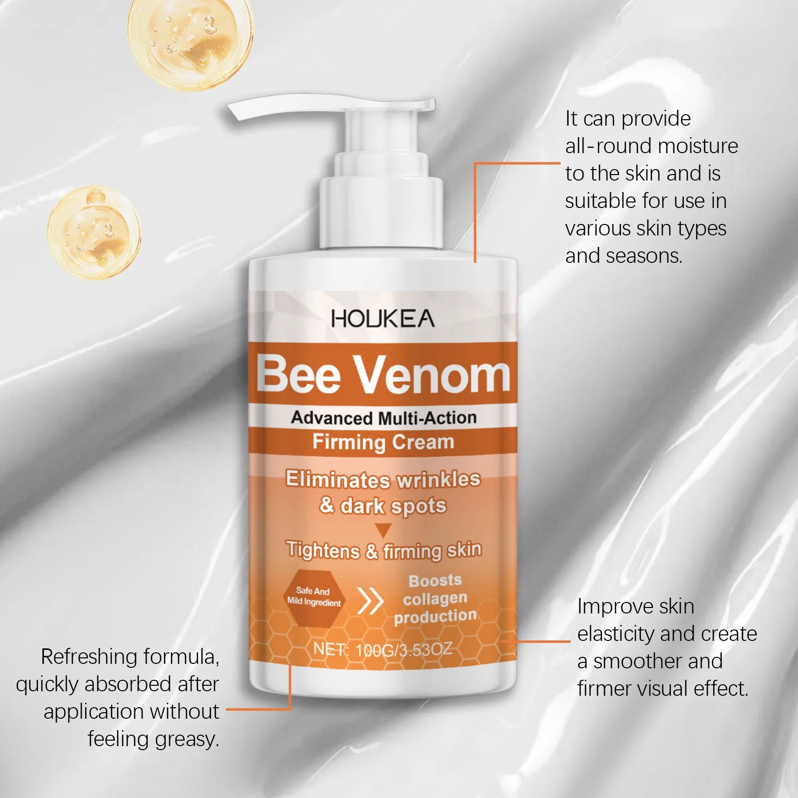HOUKEA Bee Venom Firming Body Cream – Skin Tightening 100g Firming Body Cream Oasis Select
