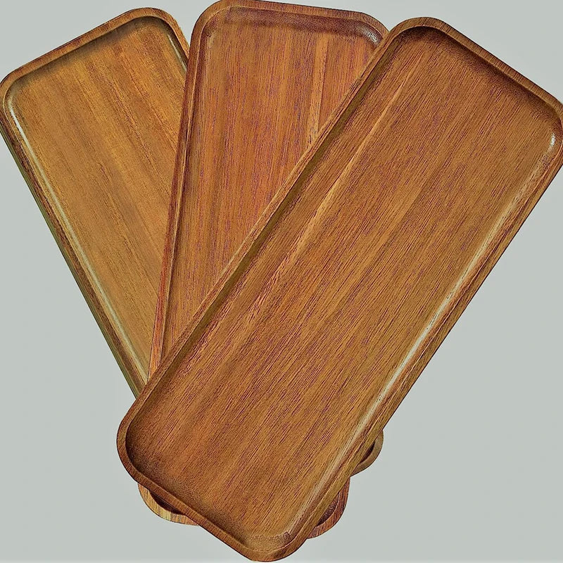Natural Solid Wood Tray Japanese Style Round Dessert Plate Snack Fruit Dish Wooden Tableware Kitchen Food Serving Platter Oasis Select