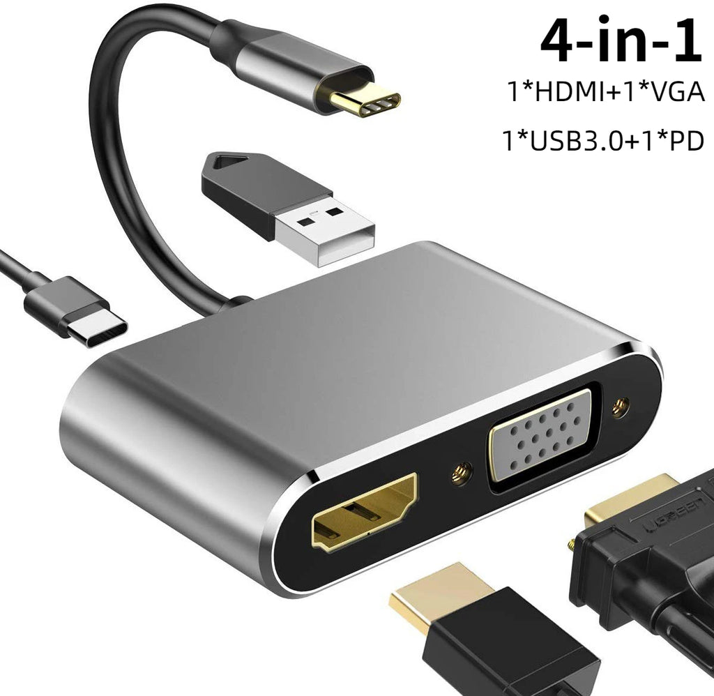 USB C To HDMI-Compatible VGA Type-C Digital AV Multiport Adapter Thunderbolt 3 Converter To 4K 1080P Fast Charging for MacBook Oasis Select 4-in-1