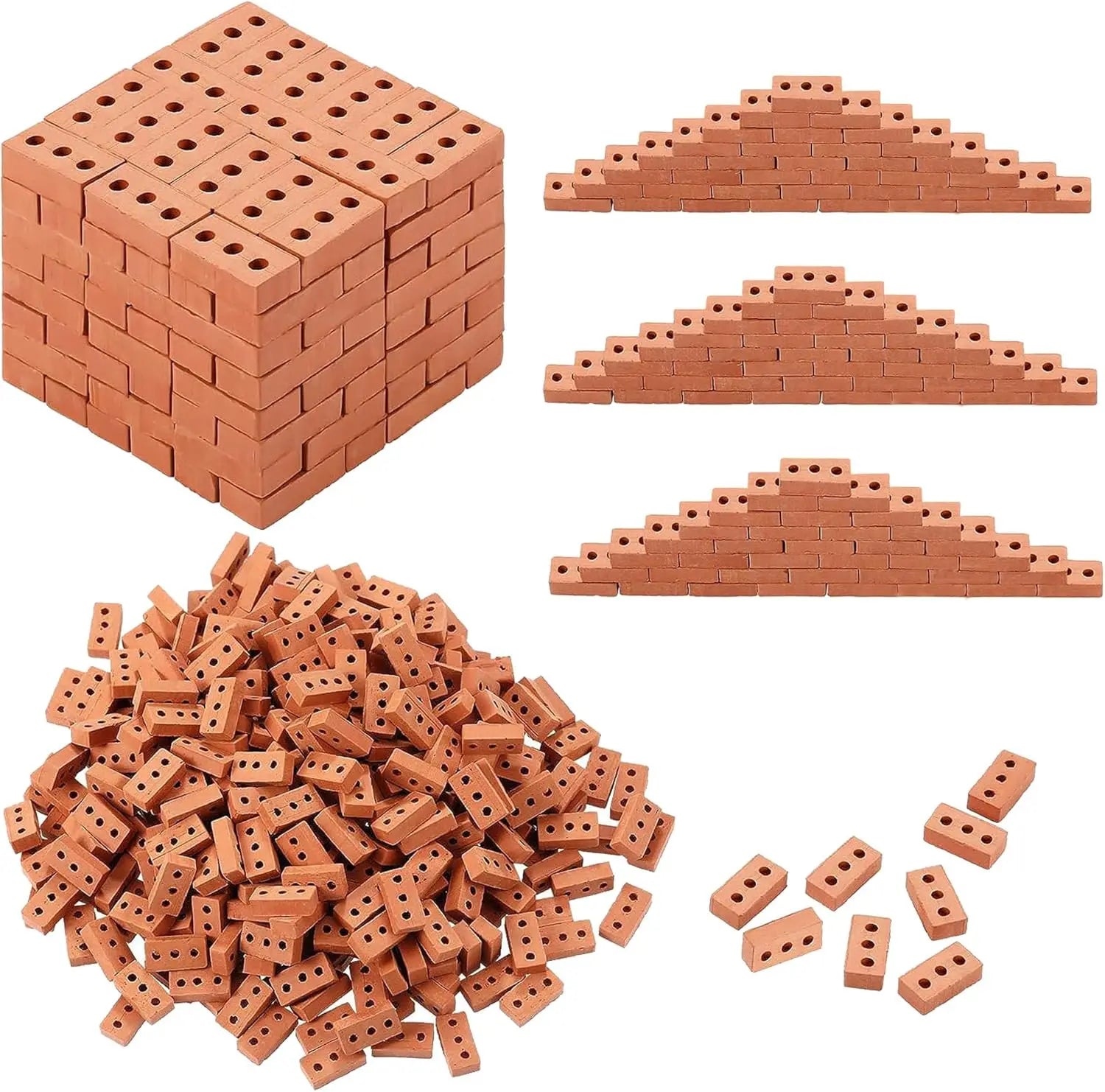 Mini 3 Holes Tiny Bricks for Landscaping Miniature Bricks Small Bricks for Crafts Realistic Fake Bricks Mini Blocks for Dollhous Oasis Select