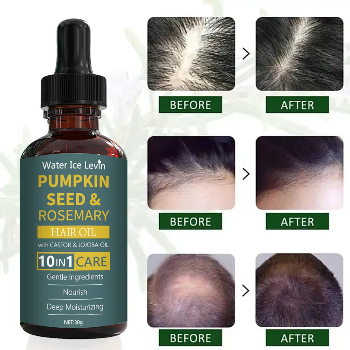 Pumpkin Seed & Rosemary Hair Oil 10-in-1 Care for Deep Nourishing & Moisturizing,Gentle Formula for All Hair Types Oasis Select