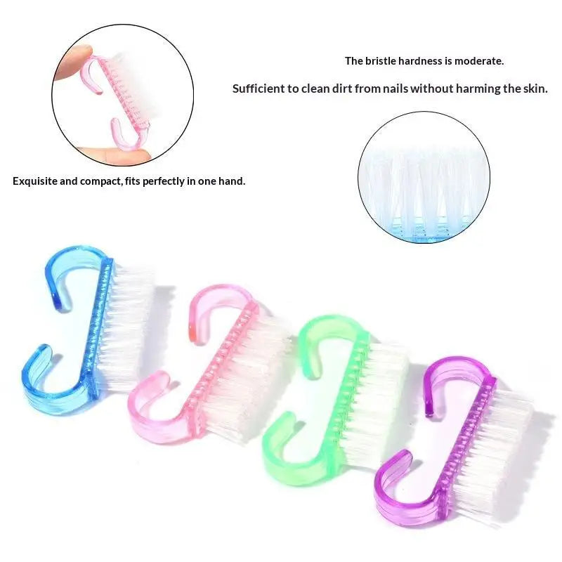 5Pcs Acrylic Nail Art Brush Set, Soft Plastic Dust Cleaning Brushes for Removing Nail Powder and Residues Oasis Select