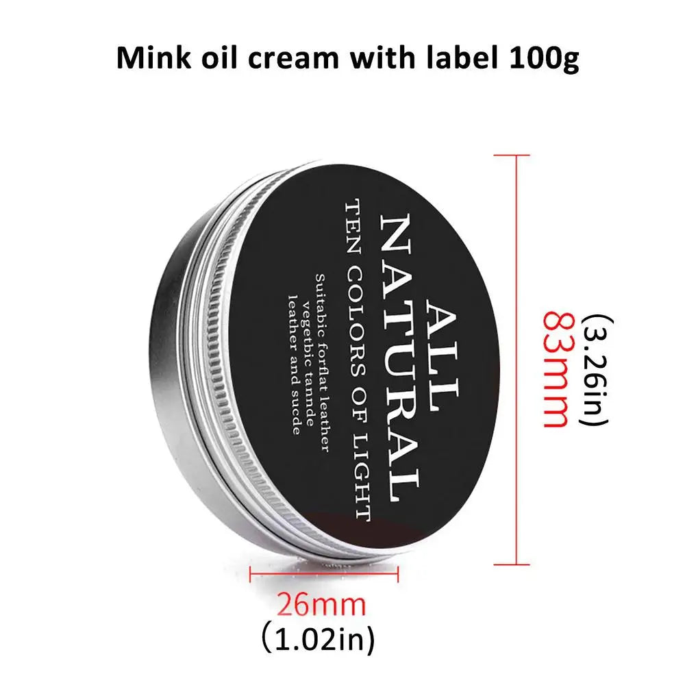 Mink Oil Leather Repair Cream 100g Car Interior Seat Scratch Remover Refurbish Conditioner for Auto Sofa Shoes Bags Care Wax Oasis Select 100g