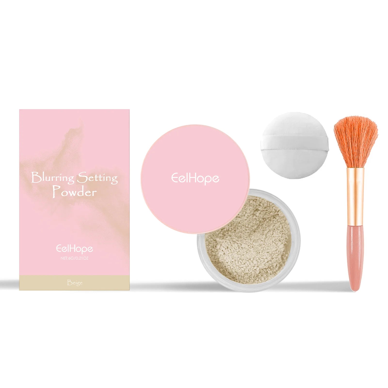 Eelhope Blurring Setting Powder – Matte Oil Control 6g Loose Setting Powder Oasis Select Beige with Brush