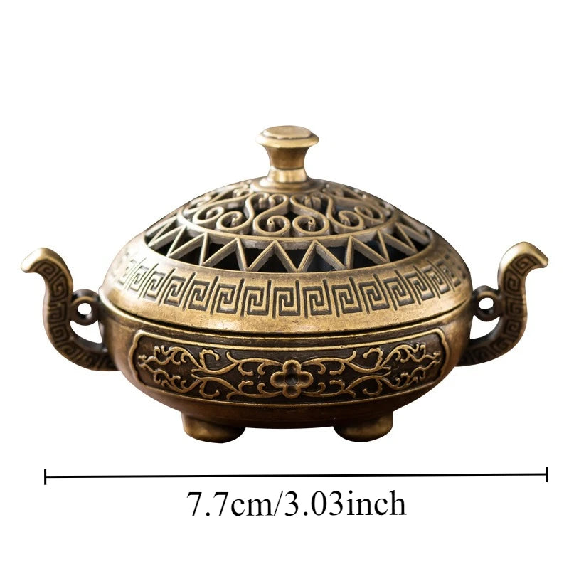 Mini incense burner Incense Burner with Hollowed Out Patterns Three Legged Stove Indoor Stove Plate Desktop Home Decoration Oasis Select