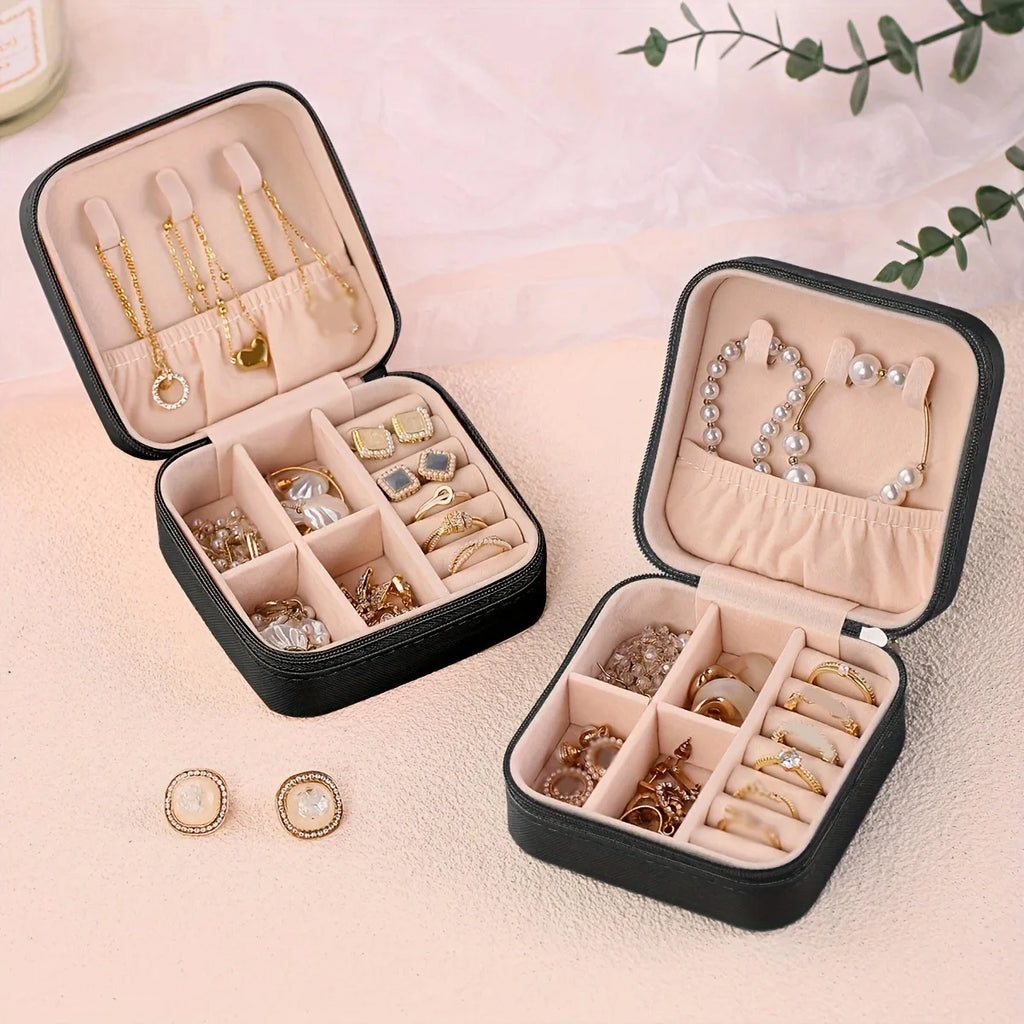 1pc,Portable jewelry storage box, home and travel mini jewelry box, ring, earring, necklace, jewelry storage box Oasis Select