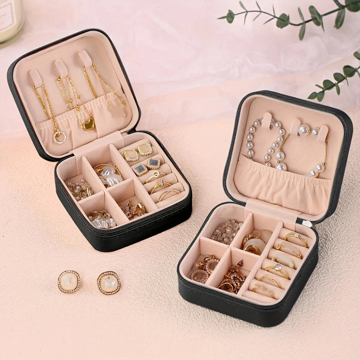1pc,Portable jewelry storage box, home and travel mini jewelry box, ring, earring, necklace, jewelry storage box Oasis Select
