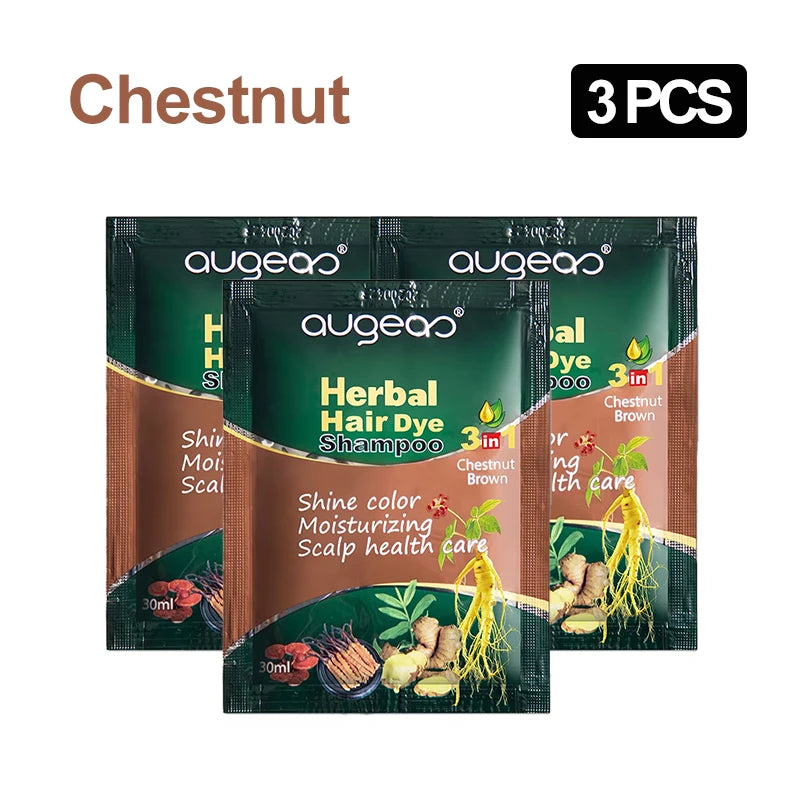 Natural Herbal Hair Dye Shampoo – Grey Coverage 30ml (3/5 Pack) Hair Dye Shampoo Oasis Select 3pcs chestnut China Mainland