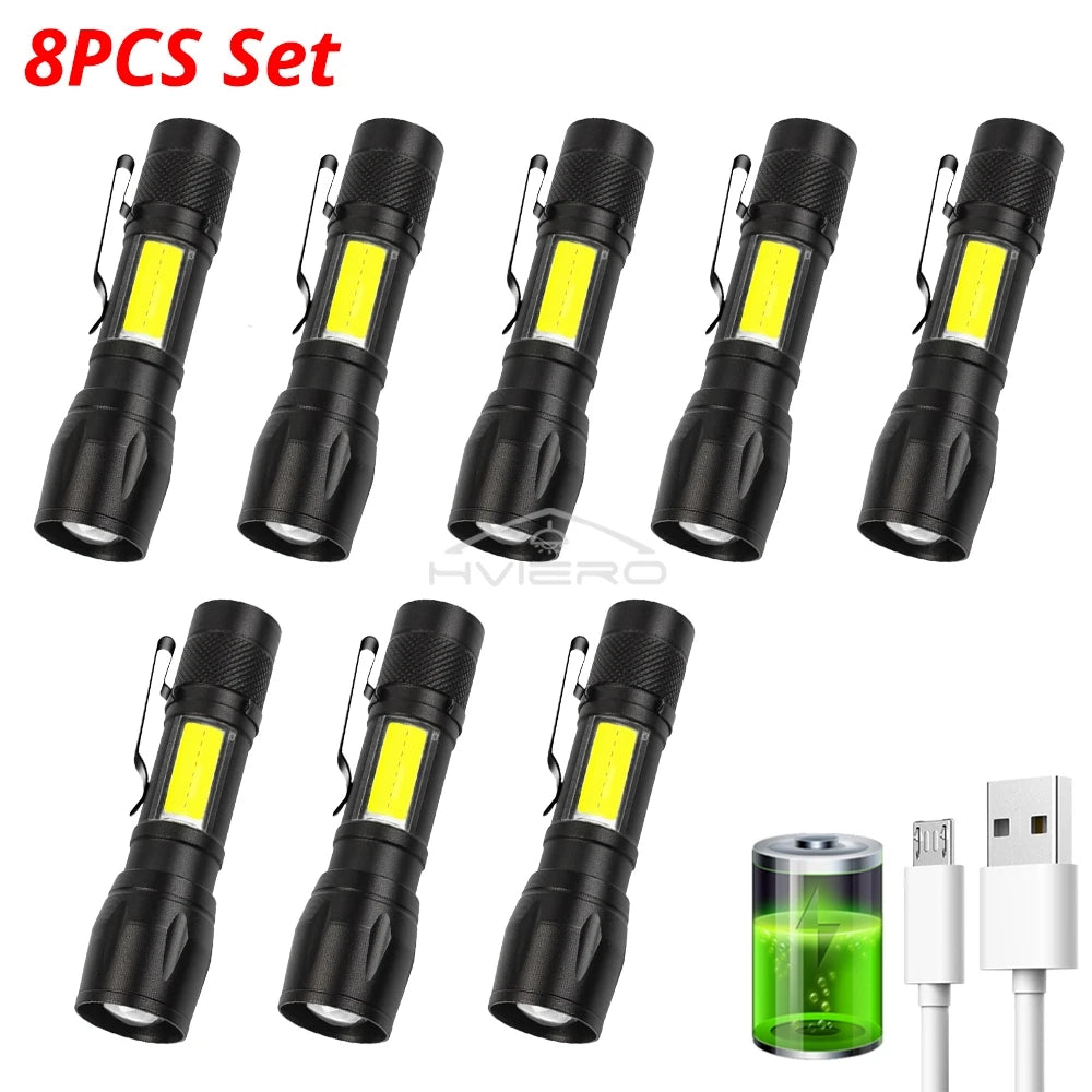 HVIERO Mini Rechargeable LED Flashlight 3W Waterproof T6 Torch