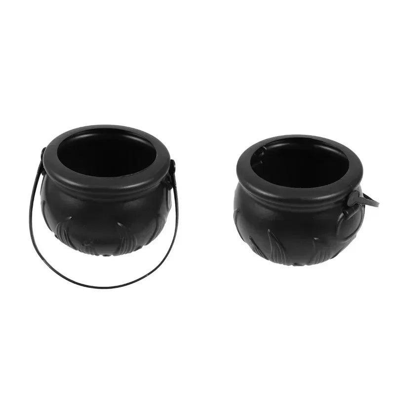 Candy Cauldron Halloween Bucket Witch Basket Plastic Treat Trick Pumpkin Holder Black Pot Bowl Kettle or Goodie Photo Costume Oasis Select