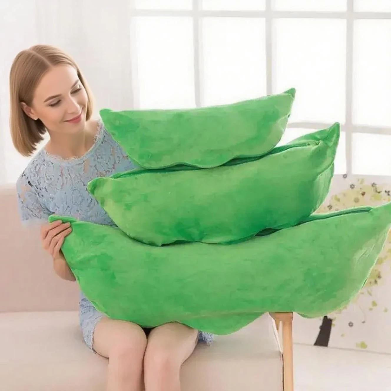 25CM Cute Children's Baby Plush Peas Filled Plant Doll Toy Children Kawaii Quality Pea-shaped Pillow Toy Boy Girl Gift Oasis Select