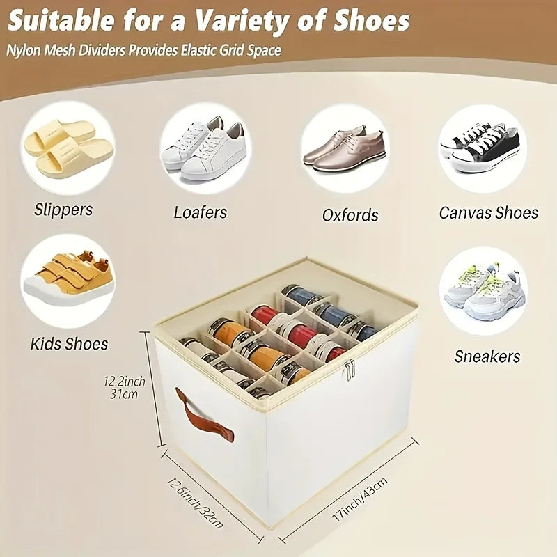 1pc Foldable Oxford Fabric Shoe Organizer with Lid/Dustproof Storage Box for Shoe,Clothes&Accessorie/Versatile Home Organization Oasis Select