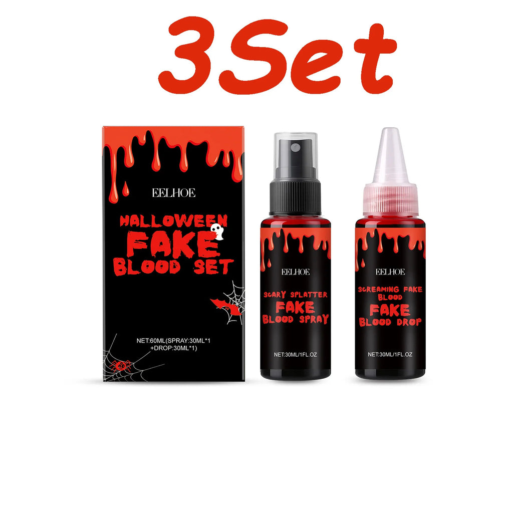 Eelhoe Halloween Fake Blood Set – Drip & Spray SFX Makeup SFX Halloween Makeup Oasis Select 3 Sets