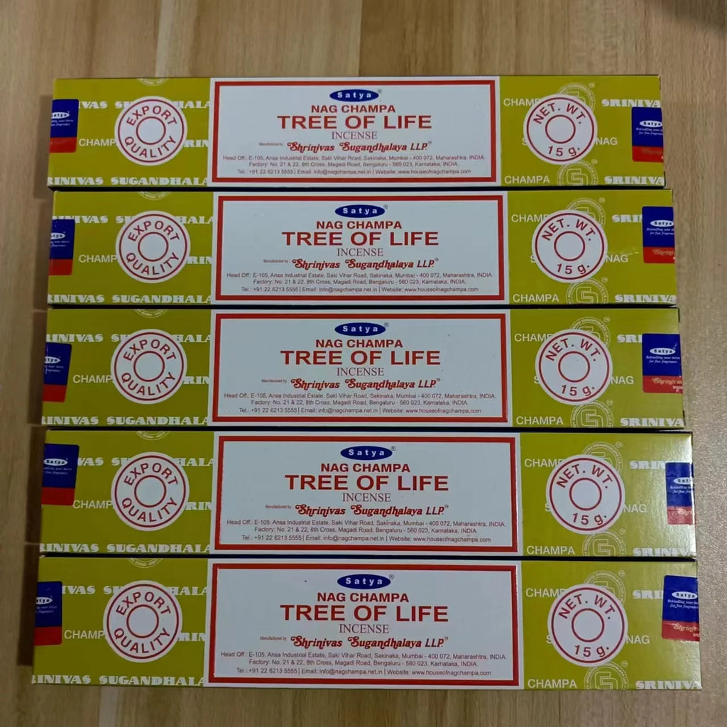 5BOX NAG Champa Incienso Satya Incense Collection Satya Handmade Sticks with Flavors Refreshing Medicinal Aromas Home Fragrances Oasis Select TREE OF LIFE 5 small box