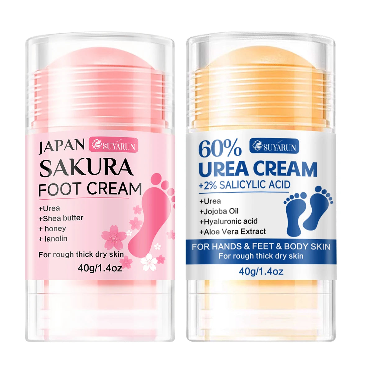SUYARUN 60% Urea Foot Cream Stick - Moisturizing & Exfoliating, Cracked Heel Repair, Deep Hydration for Dry Feet, Long protect. Oasis Select F-L
