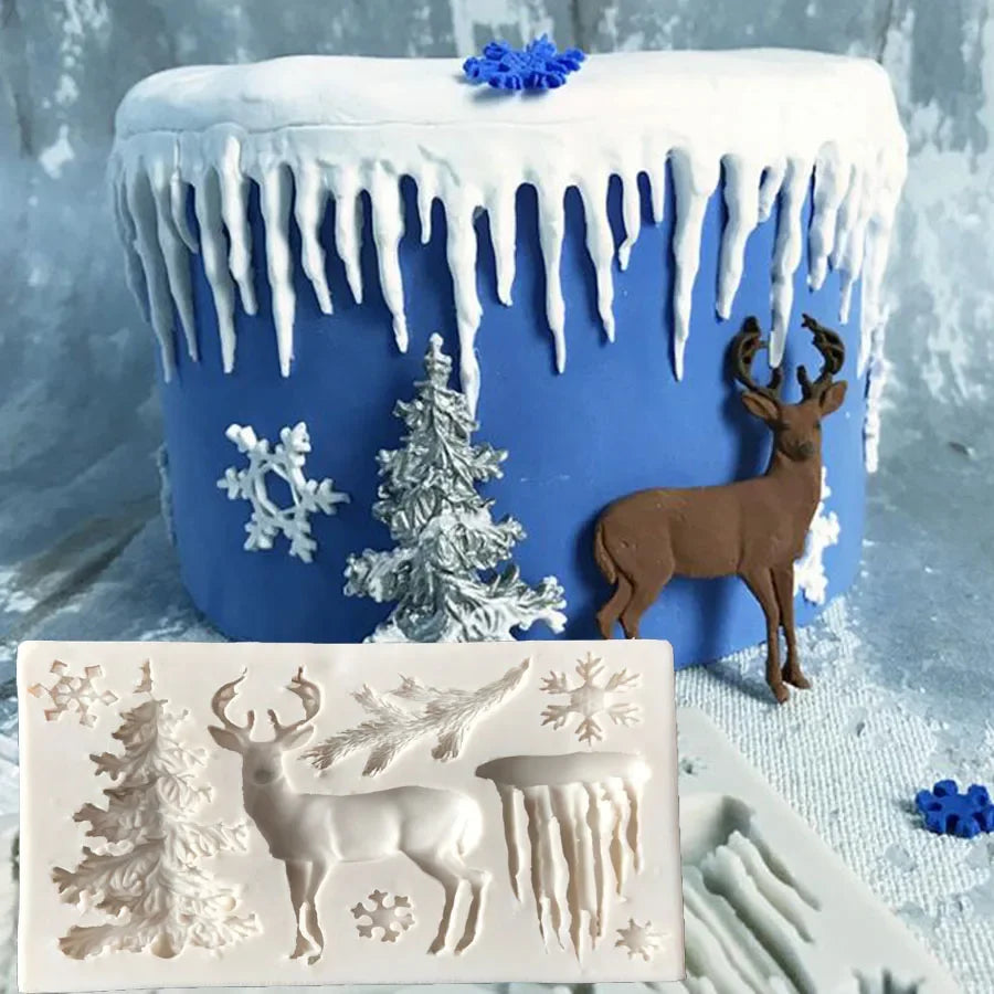 Christmas Elk Shaped Silicone Mold DIY Epoxy Christmas Series Cake Baking Decoration Chocolate Mold Elk Silicone Mold Oasis Select