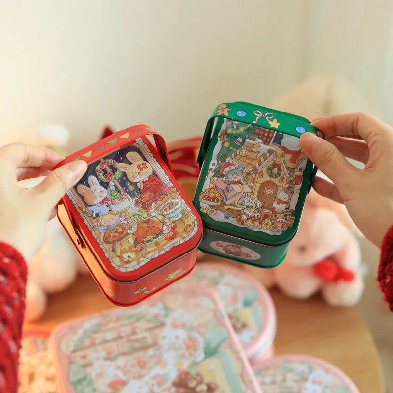 Tinplate Candy Box Kids Gifts Small Tin Box Cookie Box Portable Rabbit Gift Box for Birthday Wedding Party Decoration Oasis Select