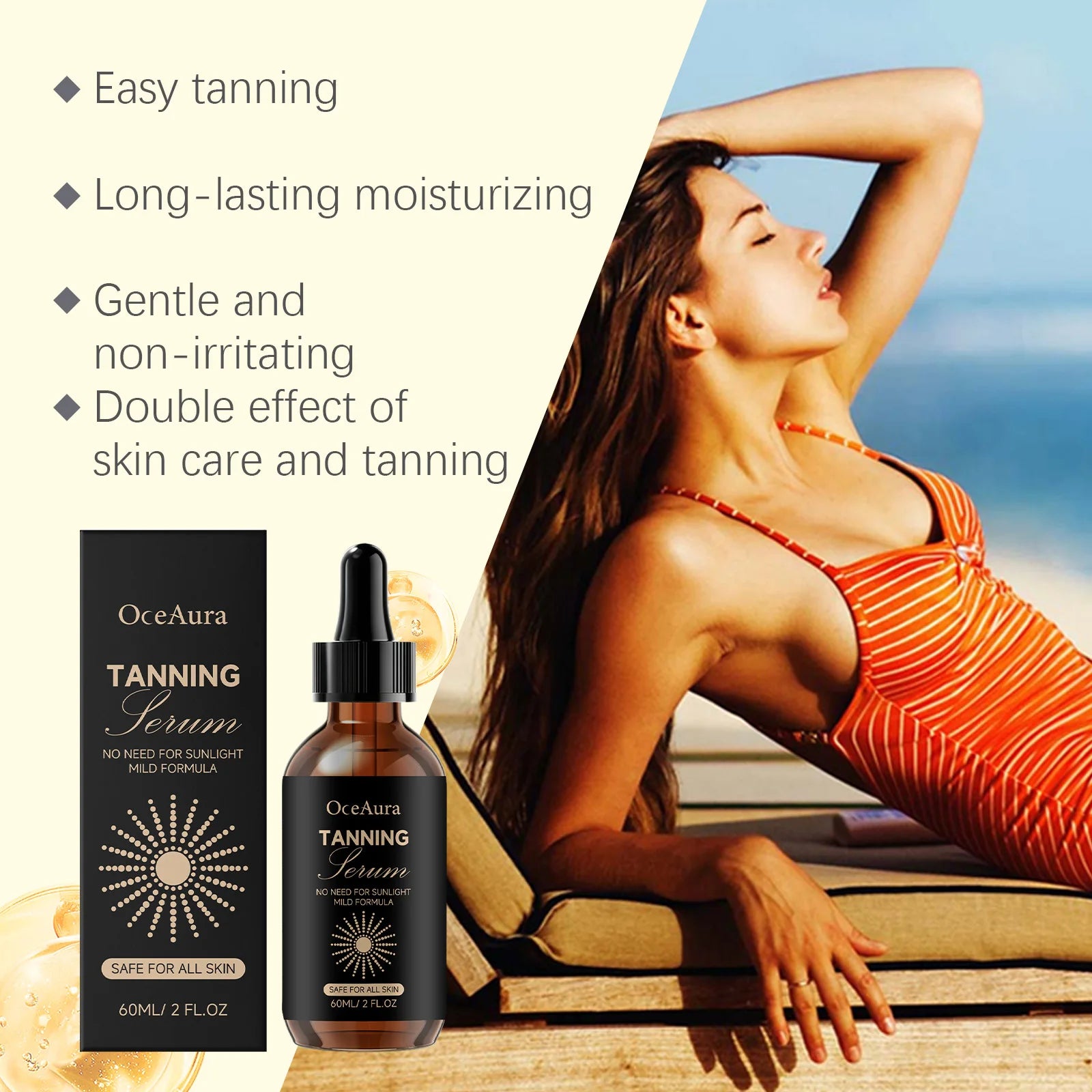 OceAura Self Tanning Serum – Streak-Free Sunless Bronzing Drops Self Tanning Serum Oasis Select
