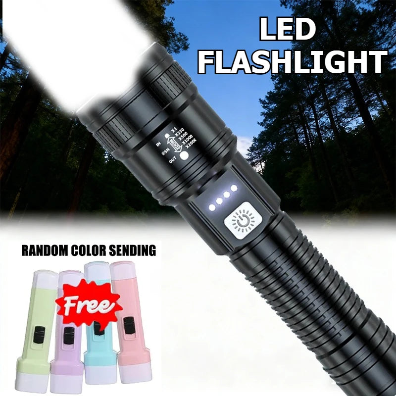 Ultra-bright Led Flashlights 5000LM Rechargeable Tactical Light Emergency Spotlights Telescopic Zoom for Outdoor Camping Fishing Oasis Select