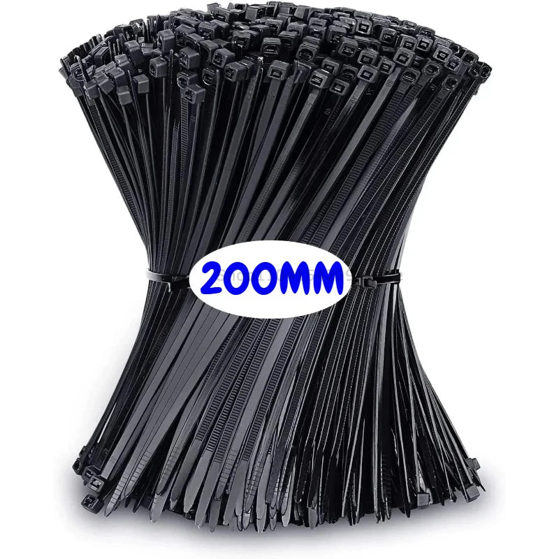 100Pcs Nylon Cable Ties Adjustable Self-locking Ties Straps Uv Resistant Plastic Wire Ties for Home Office Cord Management Oasis Select Black-2.5x200mm 100pcs