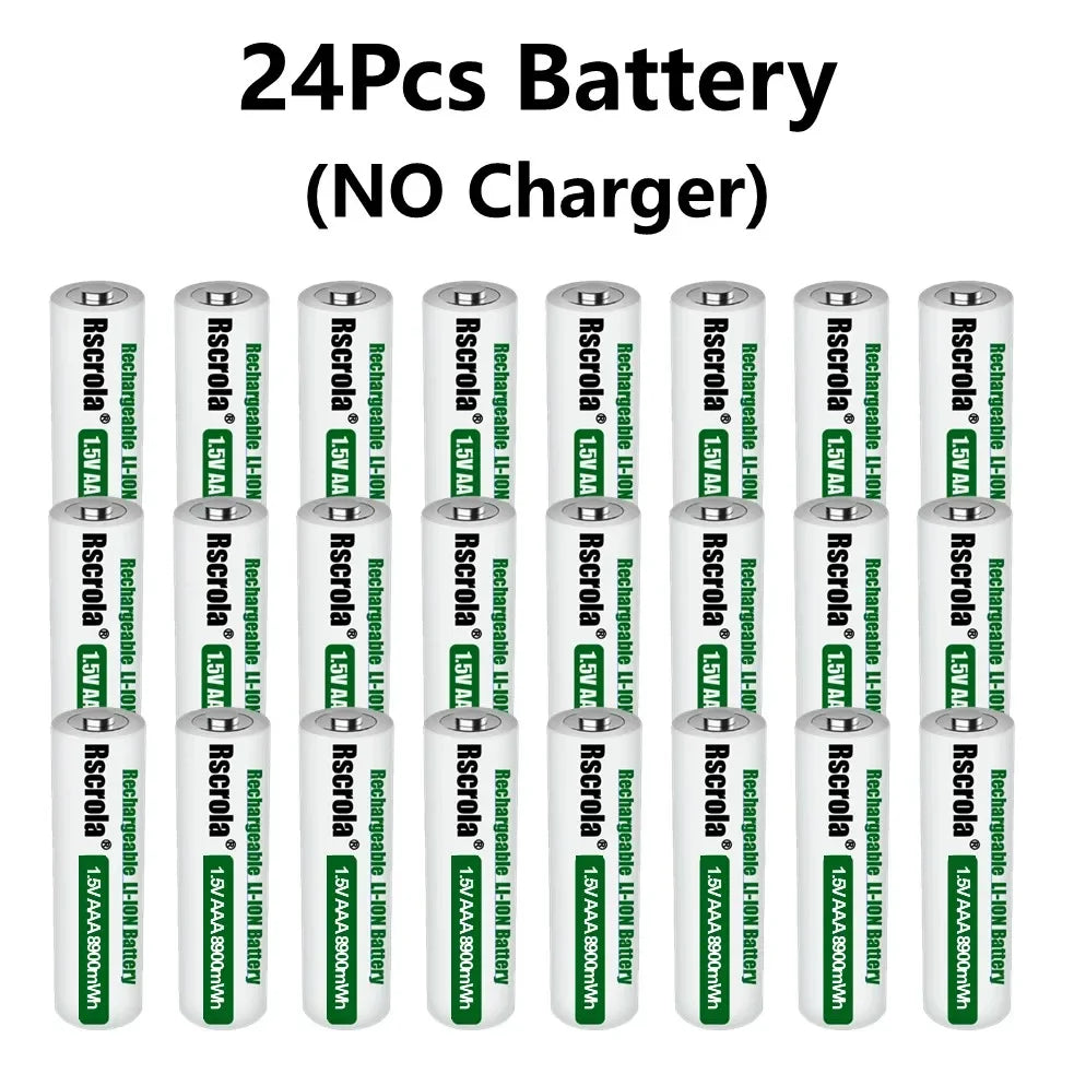 1.5V AAA8900mWh rechargeable battery New AAA lithium battery long life for Mouse Flashlight Fan Game Machine electric toy Oasis Select 24P AAA NO Charger 1.5V