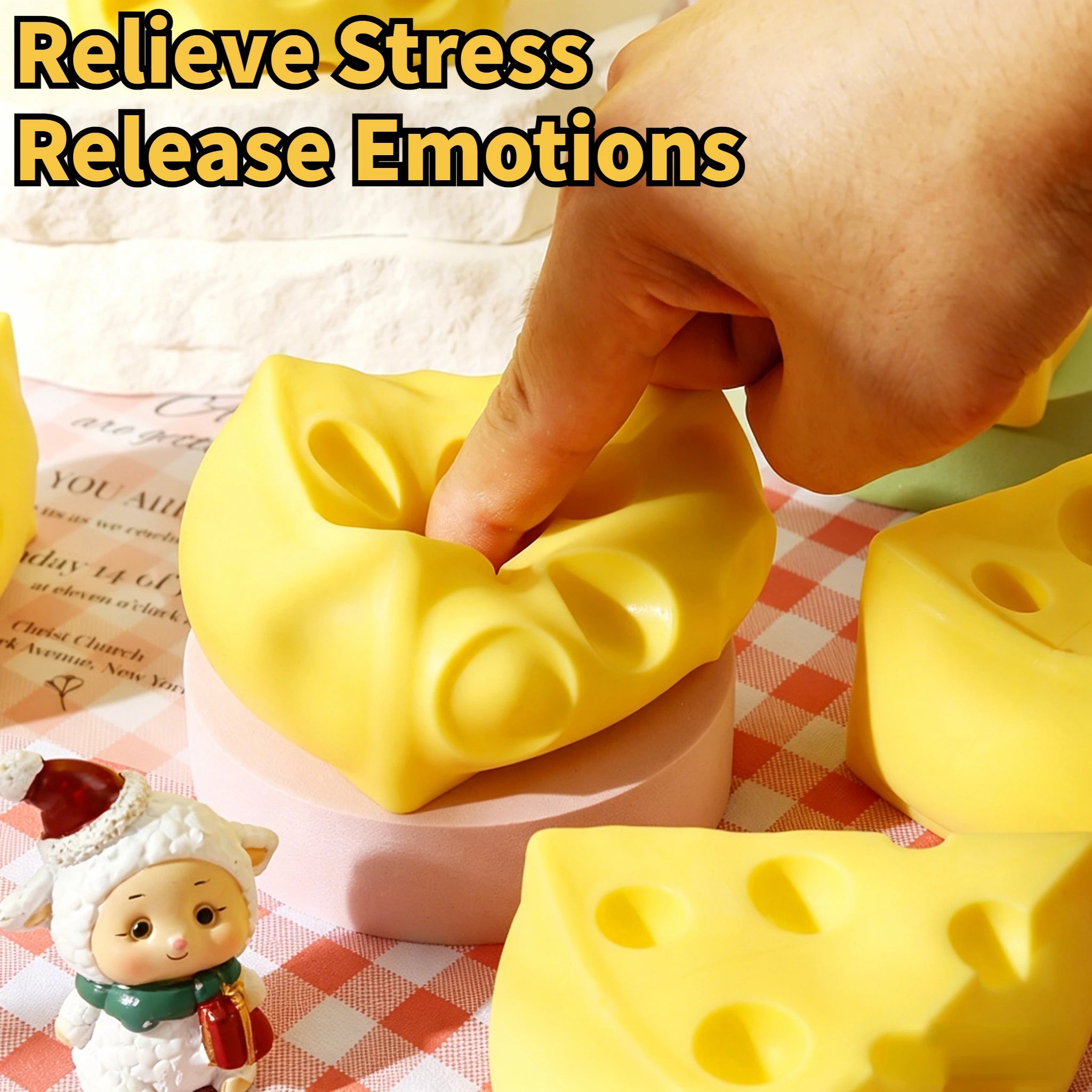 Soft Triangular Square Cheese Squeeze Toy Slow Rebound Thrust Relief Sensory Toy Soft Butter Cheese Fidget Toy Christmas Gift Oasis Select