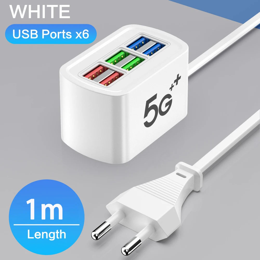 3.1A 6USB Charger Fast Charging EU US Plug Wall Charger USB Hub Adapter 6 Ports USB Quick for Mobile Phone IPad Socket Splitter Oasis Select EU Plug