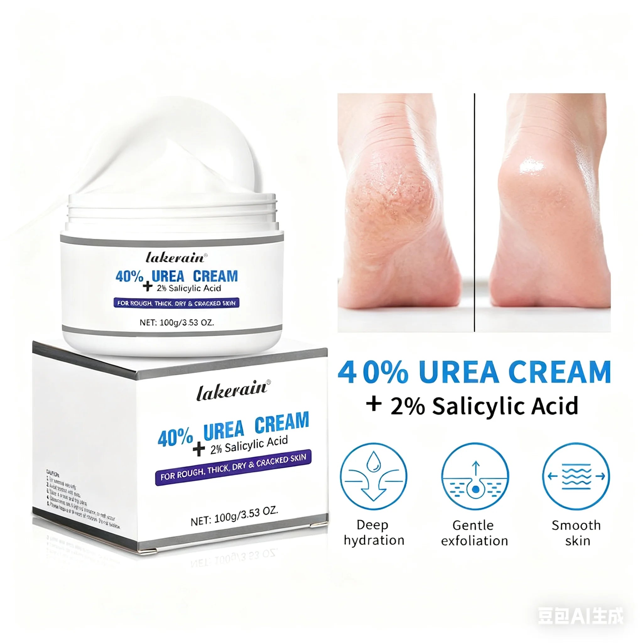 New 42% Urea Cream + 2% Salicylic acid Foot and hand Moisturizer, deep moisturizer and Nourishing moisturizer Oasis Select